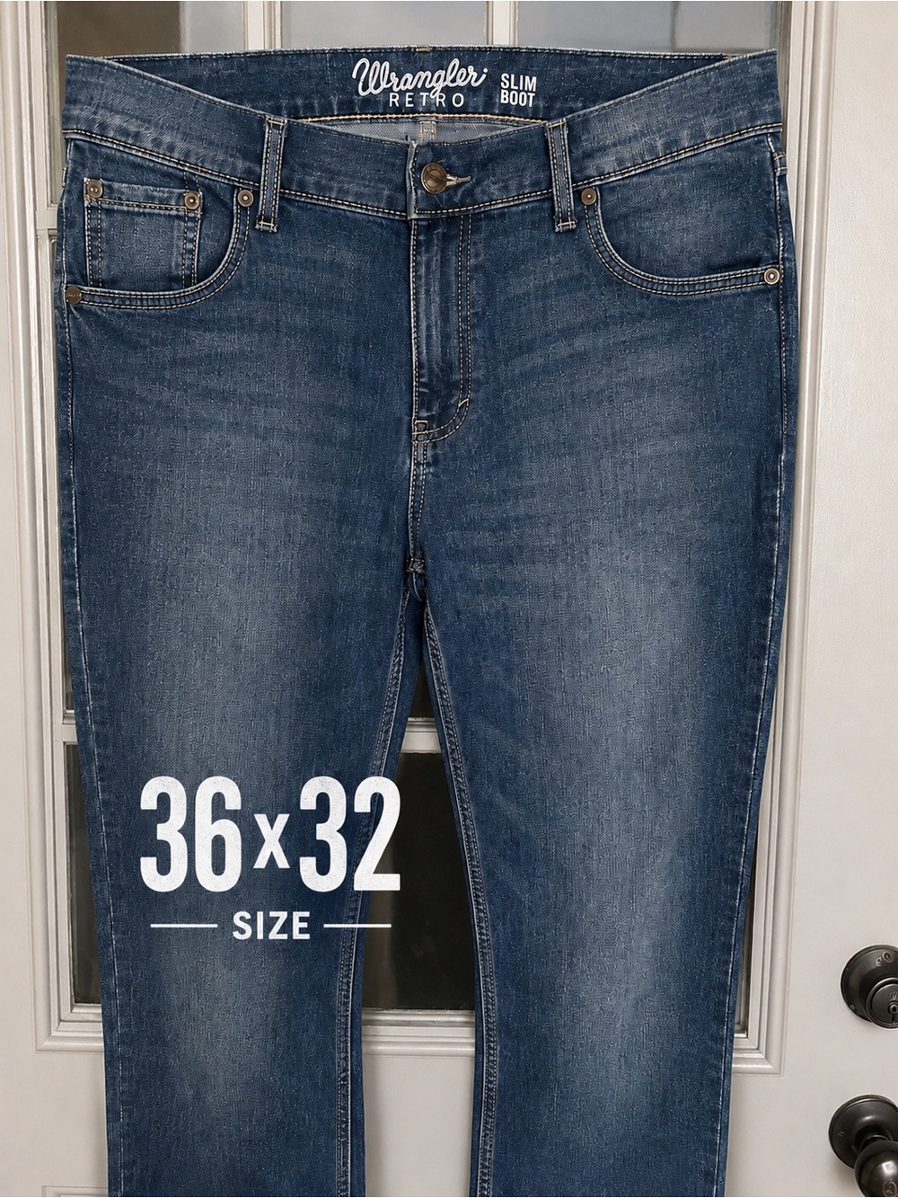 Men Slim Boot Jeans in Dark Blue Wash